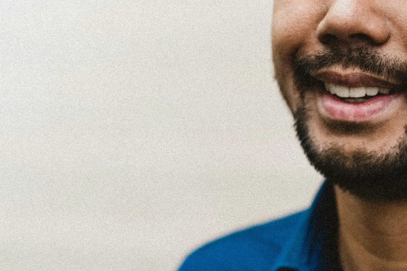A close photograph of a bright, natural smile